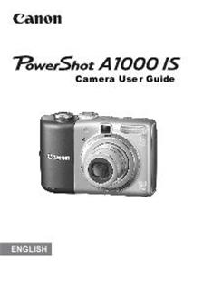 Canon PowerShot A1000 IS manual. Camera Instructions.